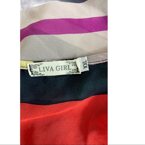 Semi-sheer Multi color Top Horizontal geometric pattern drop sleeve XXL - Picture 3 of 5